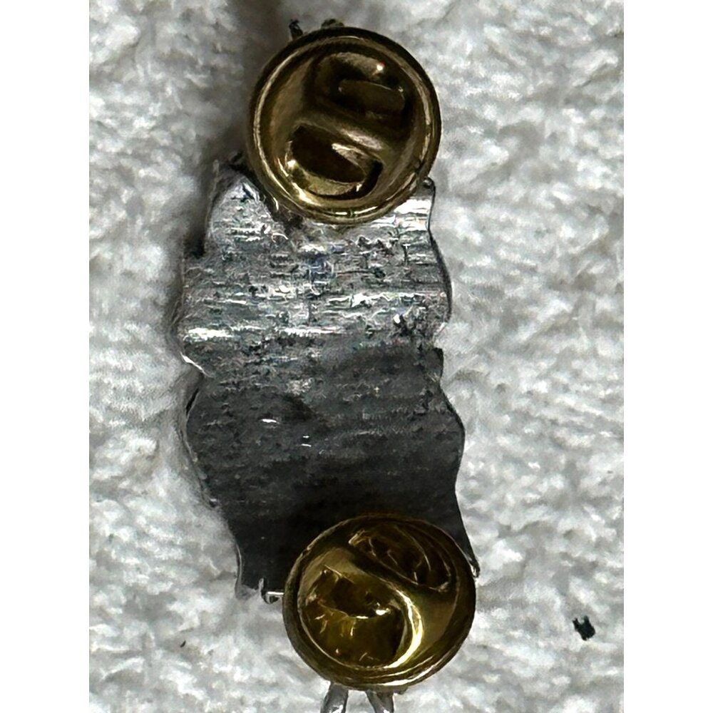 Flaming Sunburst Silver Tone Lapel Pin With Clear Gem Dual Clutches Motorcycle - Picture 5 of 6